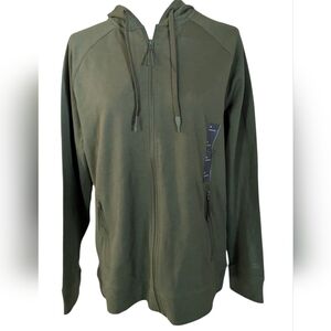 Olive Green Zip-Up Hoodie All in Motion Med